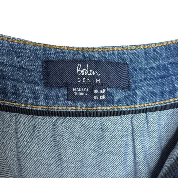 Boden Tiered Denim Midi Skirt Size 12 Regular Western Boho Cowgirl Americana - Picture 3 of 6